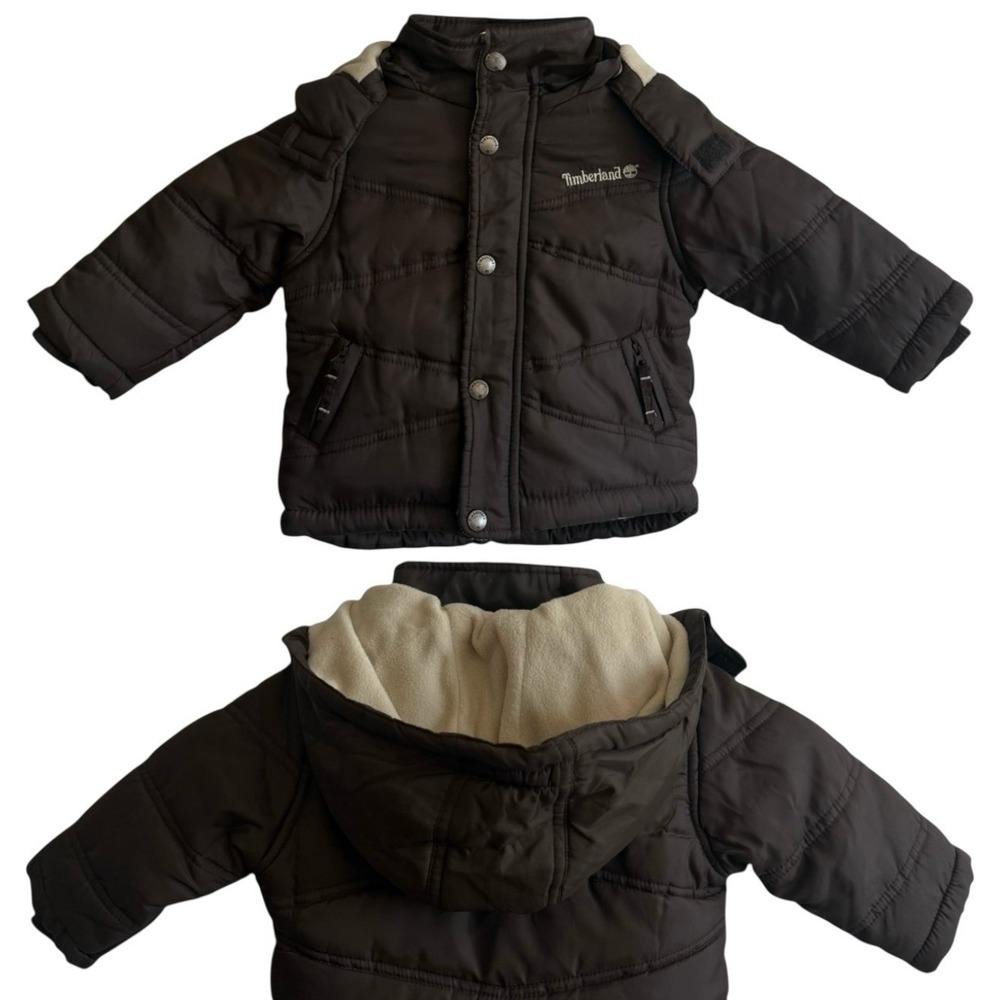 Timberland Brown Insulated Hooded Puffer Winter Jacket Unisex 6-9 Months #360